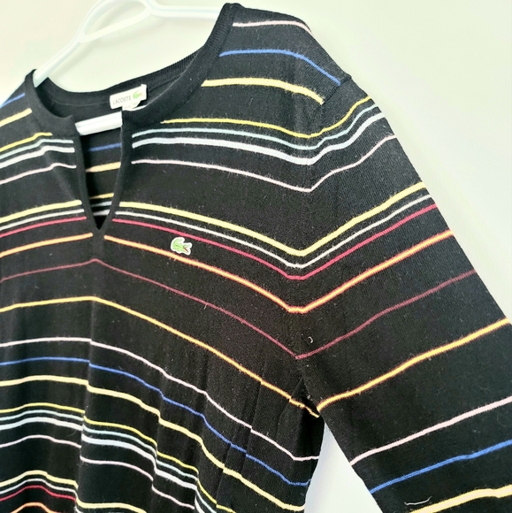 Lacoste Women's Pure New Wool Pull-Over Striped Sweater Size 46 - Picture 6 of 12